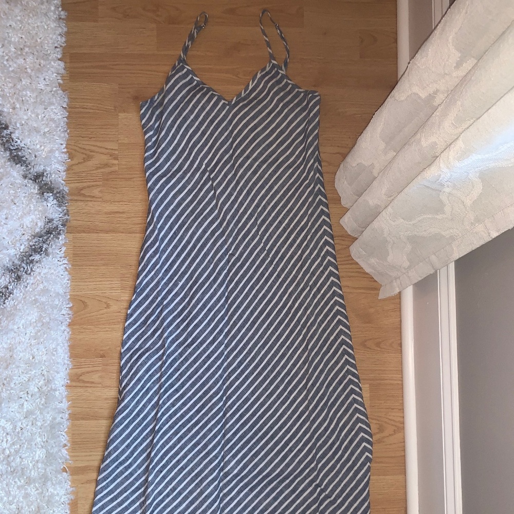 Blue and White Striped Dress